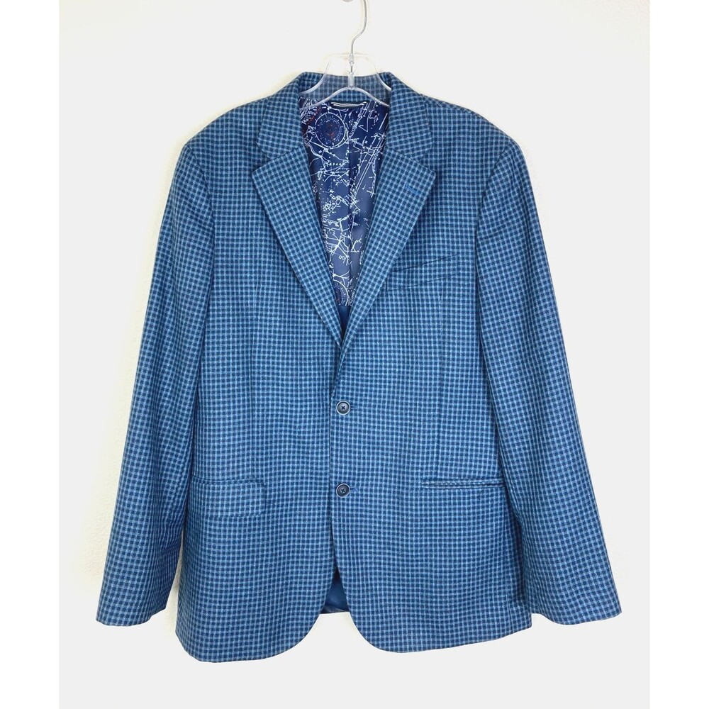 Nautica Blazer Mens Size 40R Branford Blue Plaid 2-Button Suit Jacket Sport Coat